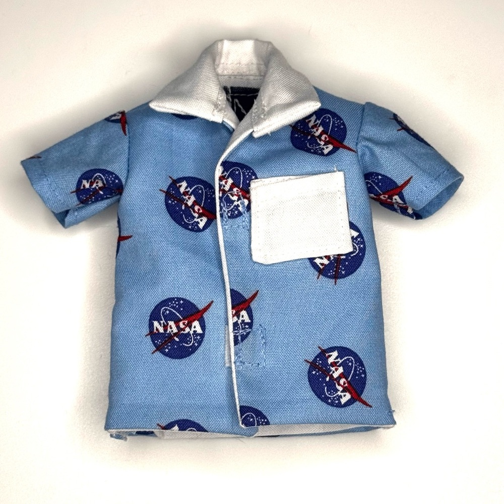 NASA themed mini shirt with white lining, collar and real pocket